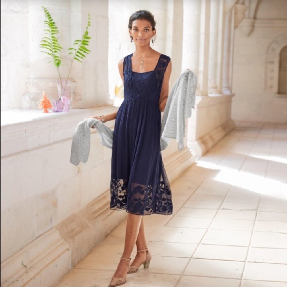 Sundance Angelina Navy Lace Dress NWT